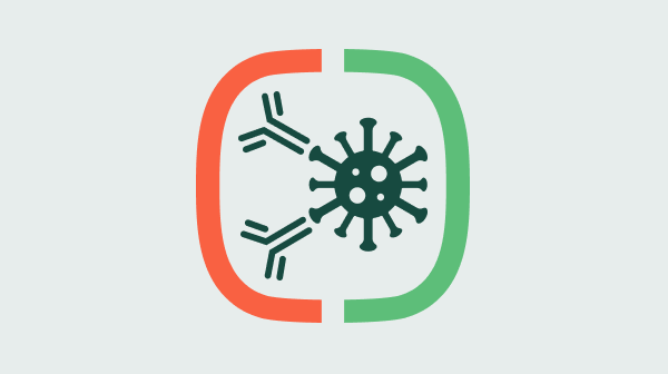 Virus surrounded by antibodies icon