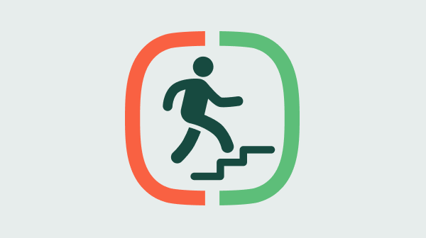 Person walking up a staircase icon